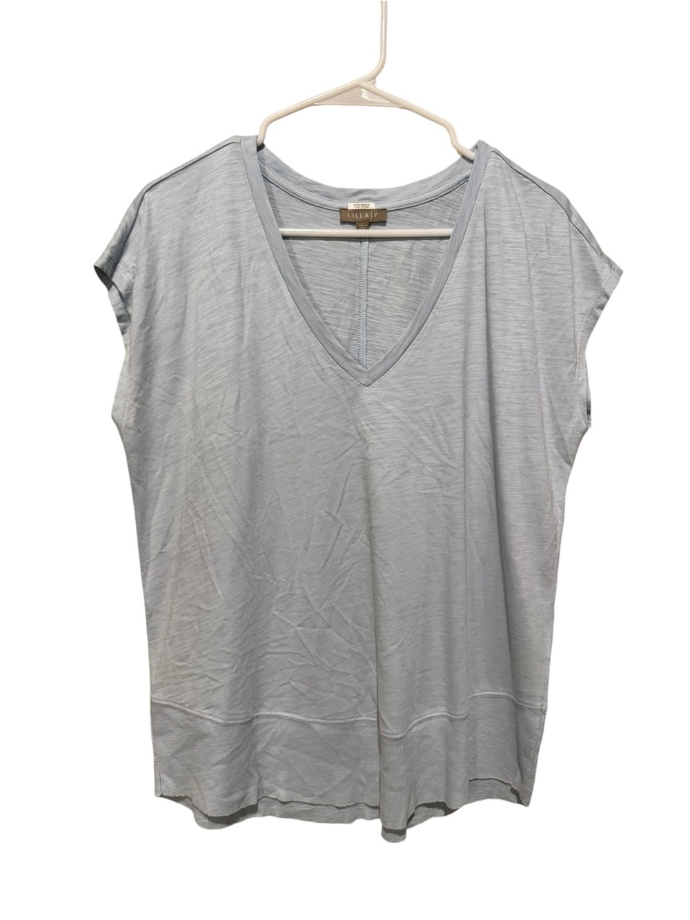 Lilla P Soft Light‎ BLUE V-Neck Cap Sleeve Tee